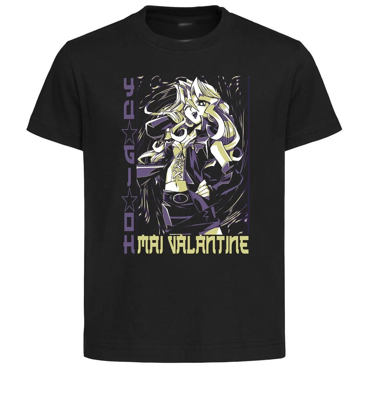 Unisex Black Japanese Style T-Shirt - Yu Gi Oh - Mai Valantine - LL3513-