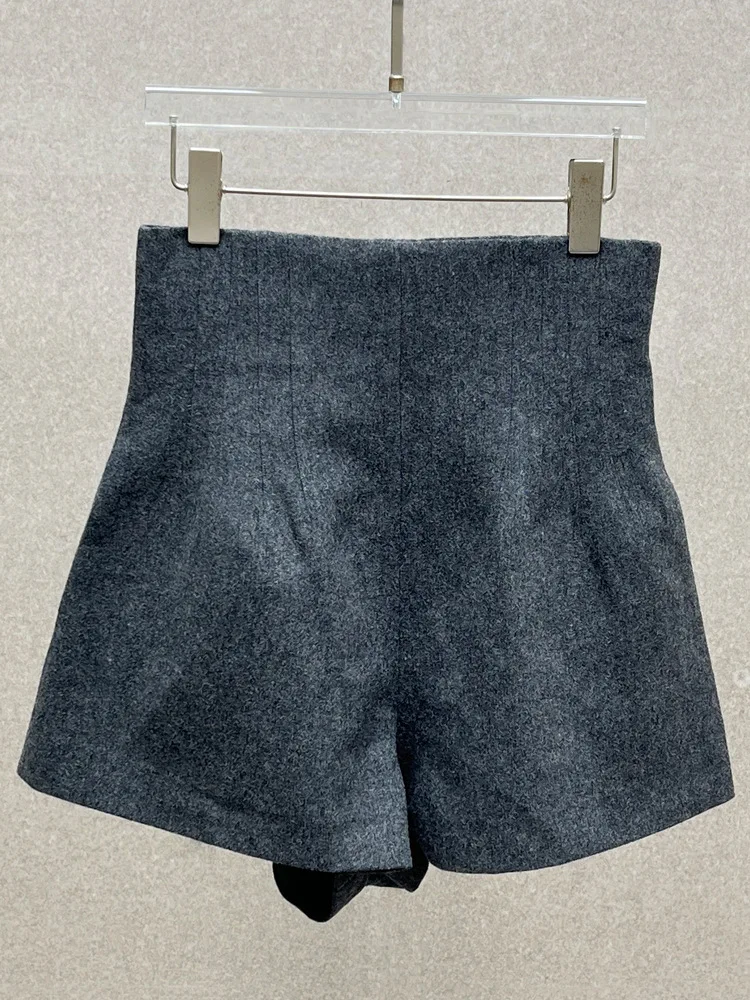 شورت نسائي بقصة ضيقة وخصر عالٍ كاجوال بأكمام قصيرة وجيب من الصوف Y2K