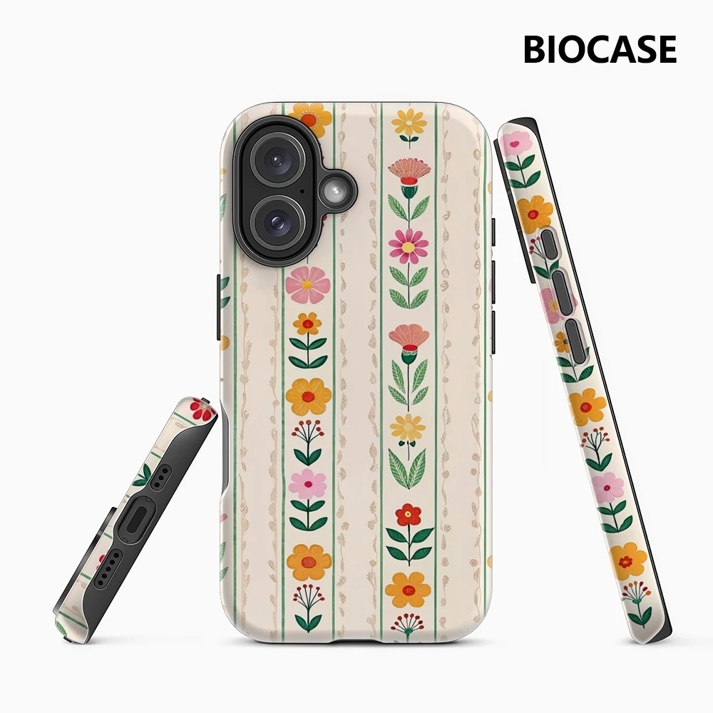 Floral Striped Design IPhone17 Must-Haves Phone Case for IPhone 17 16 15 14 13 12 11 Pro Max Plus Double-layer Back Cover