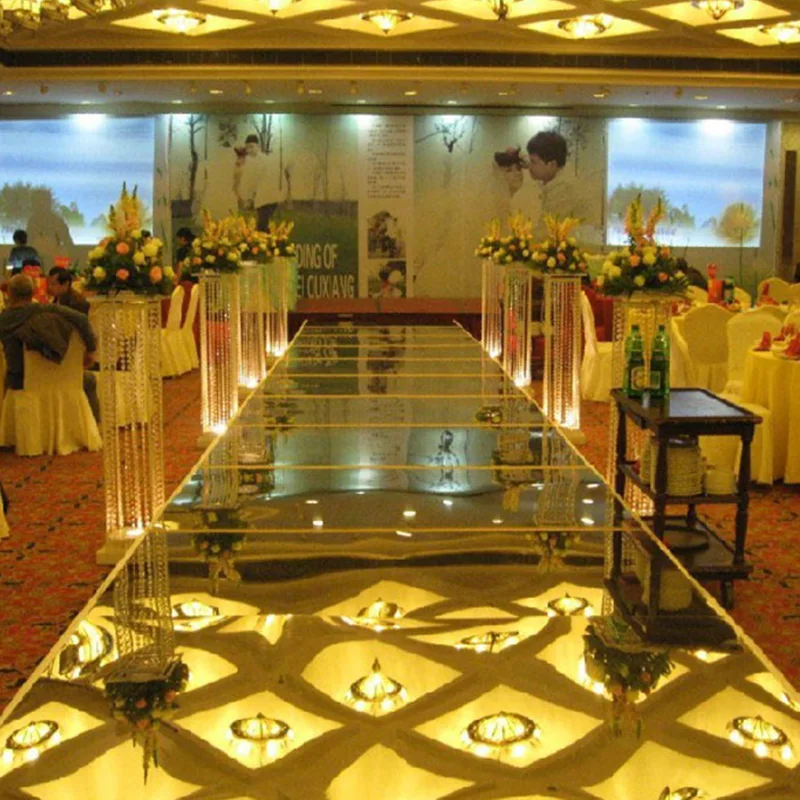 White Mirrored Floor Wedding Aisle Runner Indoor Outdoor for Wedding Engagement Party T Stage Backdrop Decorations 33ft Long