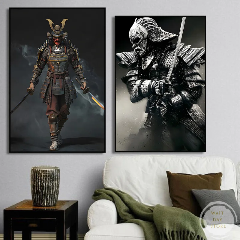 Japan Samurai Anime Poster Bushido Canvas Painting Japanese Warriors Portrait Abstract Wall Art Picture Print Home Wall Decor