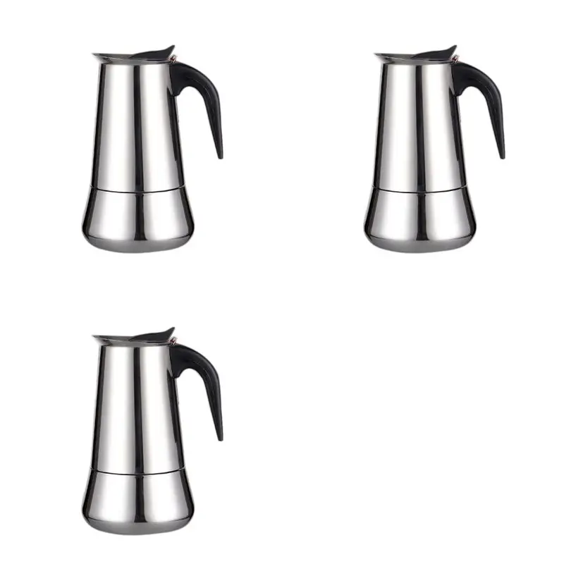 

ABUP-3X Индукционная плита для эспрессо из нержавеющей стали, кофе в итальянском стиле для дома с горшком для мока в современном хроме