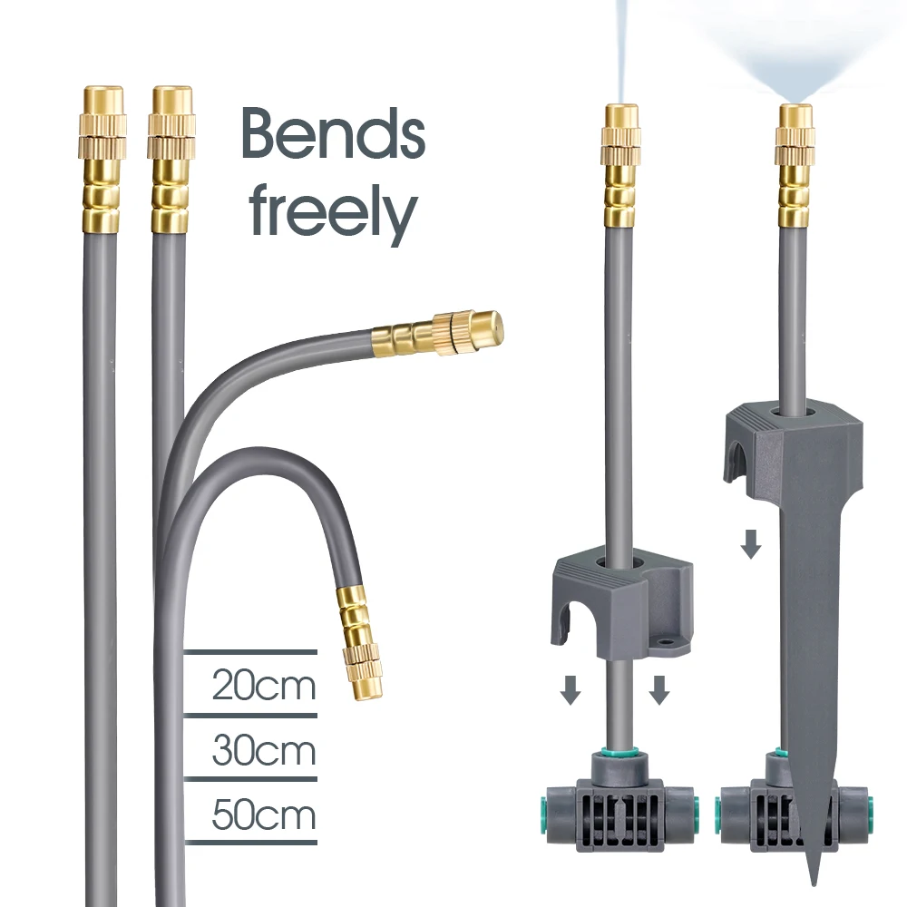 30M-5M samozasysająca pompa 360 ° Free-bend Mist Bass zraszacz System chłodzenia Quick Push Connector Heavy Duty Stake Watering zestawy do