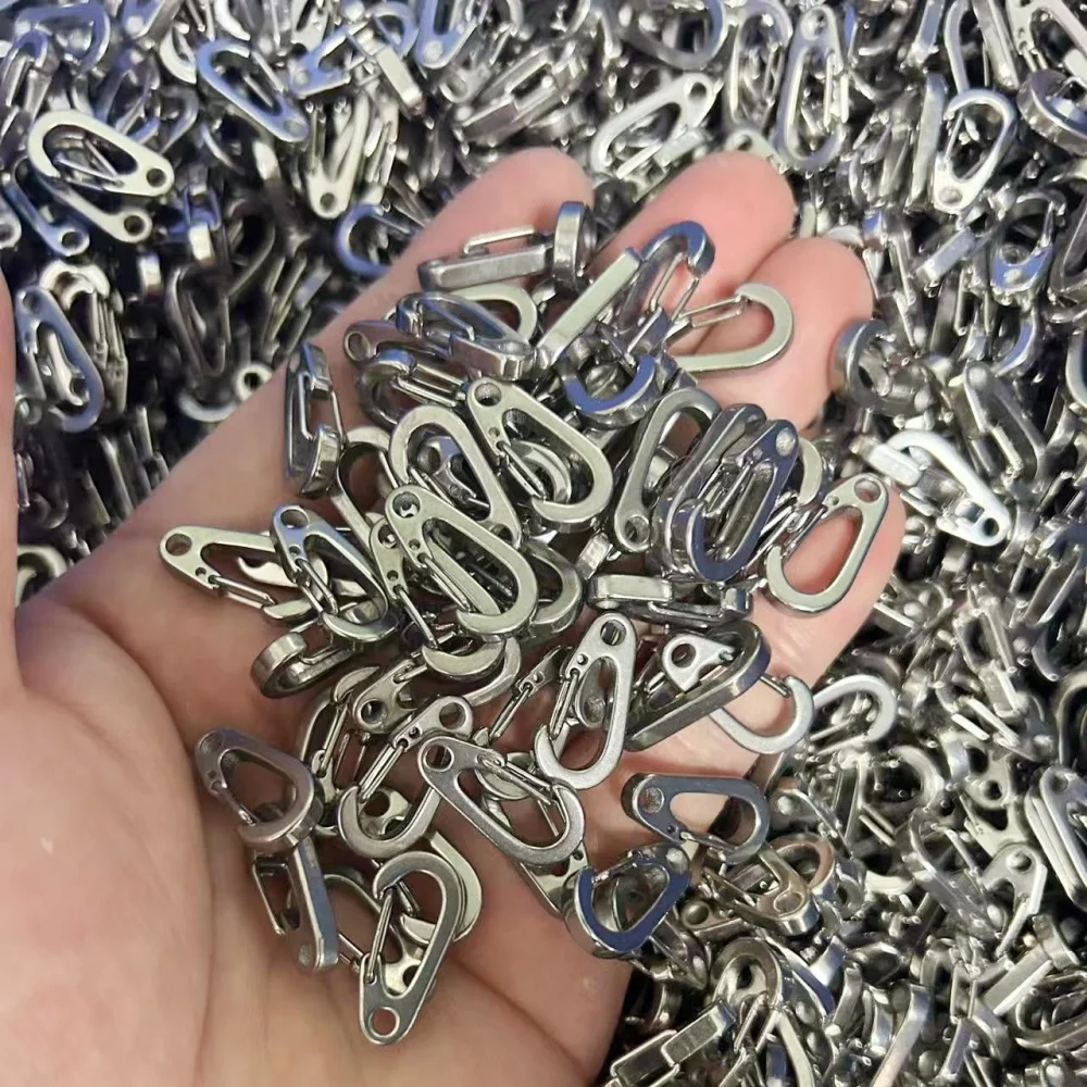 2 Stück Edelstahl Mini-Karabinerhaken Federclip Schlüsselanhänger für DIY Schlüsselringe Camping Rucksack Schmuck Zubehör – Detail 4