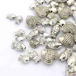 30pcs Mixed Tibetan Silver Small Big Fish Animal Metal Spacer Loose Charm Bead For Jewelry Making Diy Bracelet Accessoreise