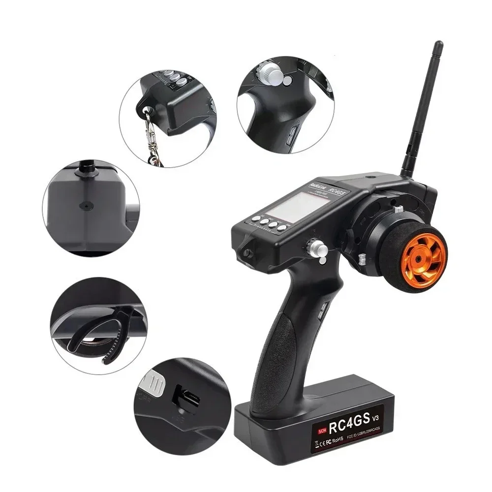 RadioLink RC4GS V3 2,4G 4CH 400M transmisor de control remoto de distancia y receptor interior de giroscopio R6FG para barco de coche RC