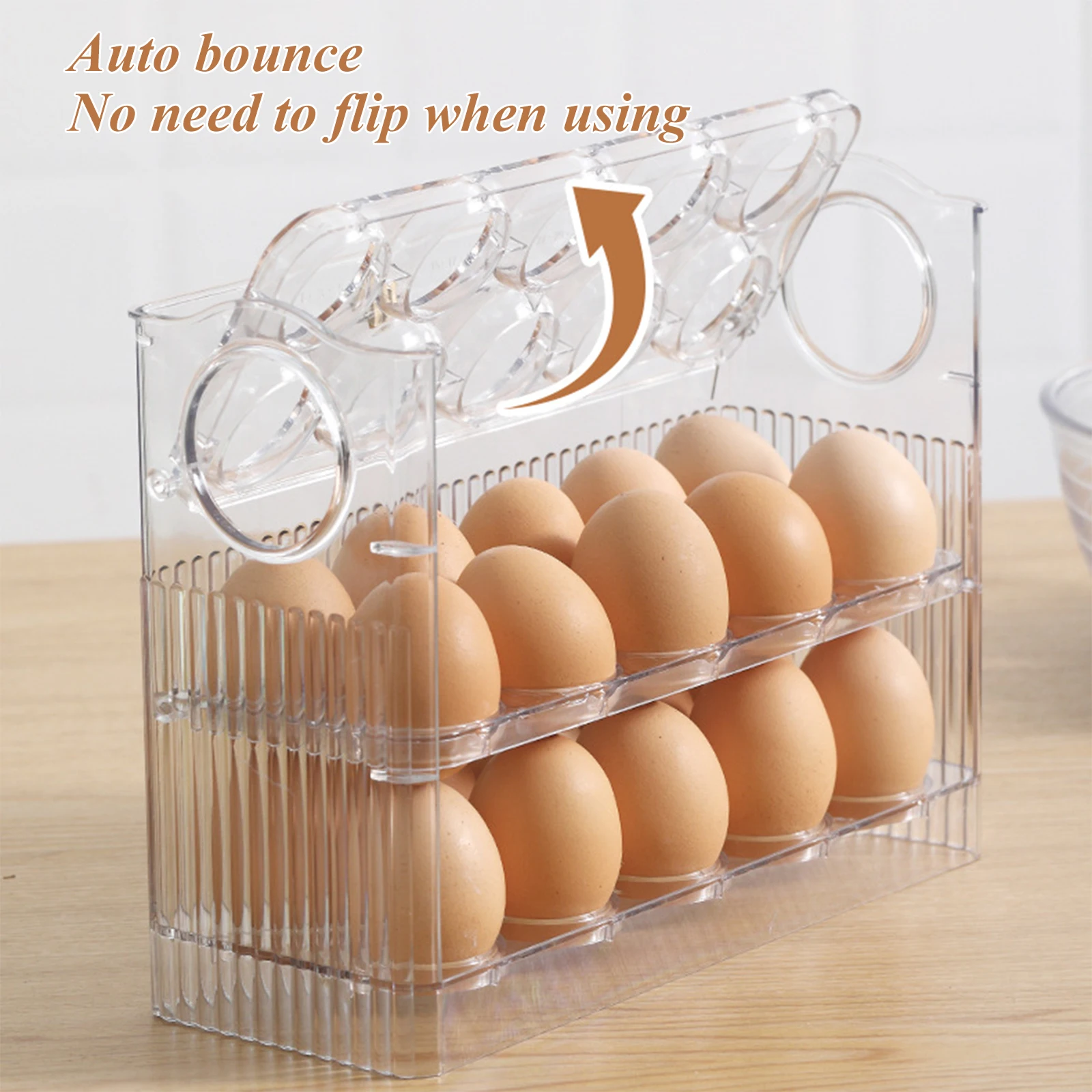 Refrigerator Egg Holder 3-Layer Flip Fridge Door Egg Storage Rack Tray Container Space Saver Egg Organizer Box Shelf for Kitchen