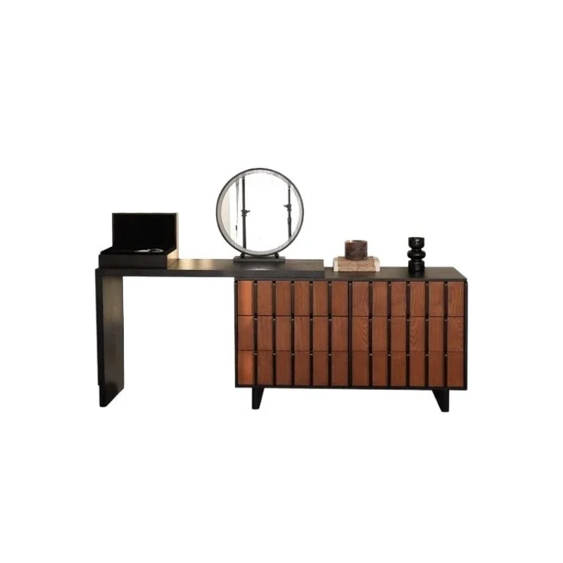 

French retro bedroom corner retractable makeup table end of bed storage cabinet