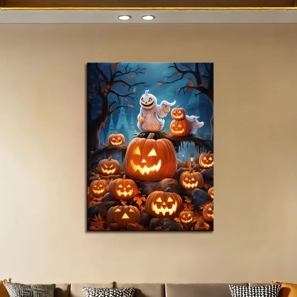 1.5 inch solid wood frame, Halloween ghost pumpkin, vintage art wall decoration hanging picture