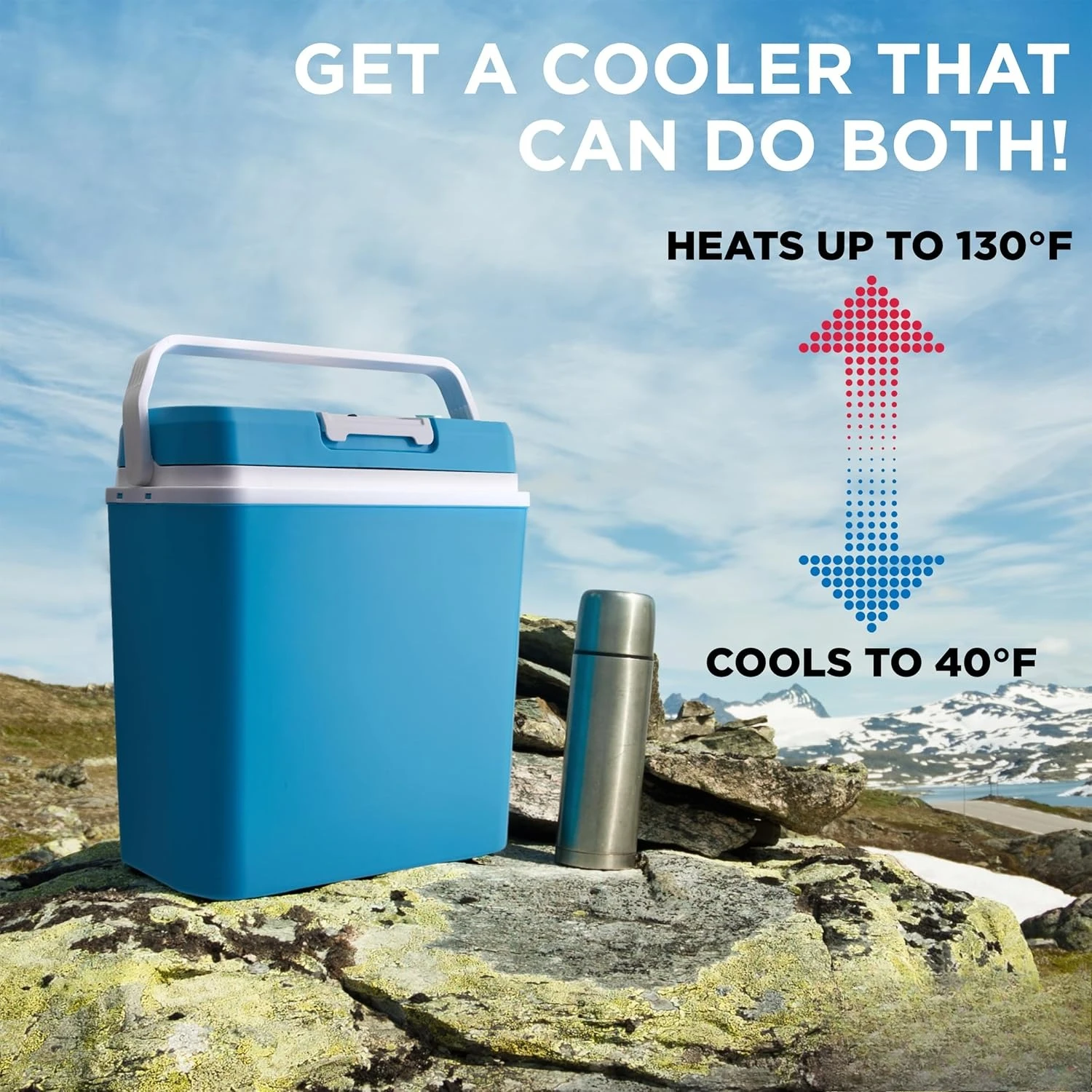 

Electric Cooler & Warmer with Handle | 24 L Portable Thermoelectric Fridge for Vehicles & Trucks| 110V AC Home Power Cord