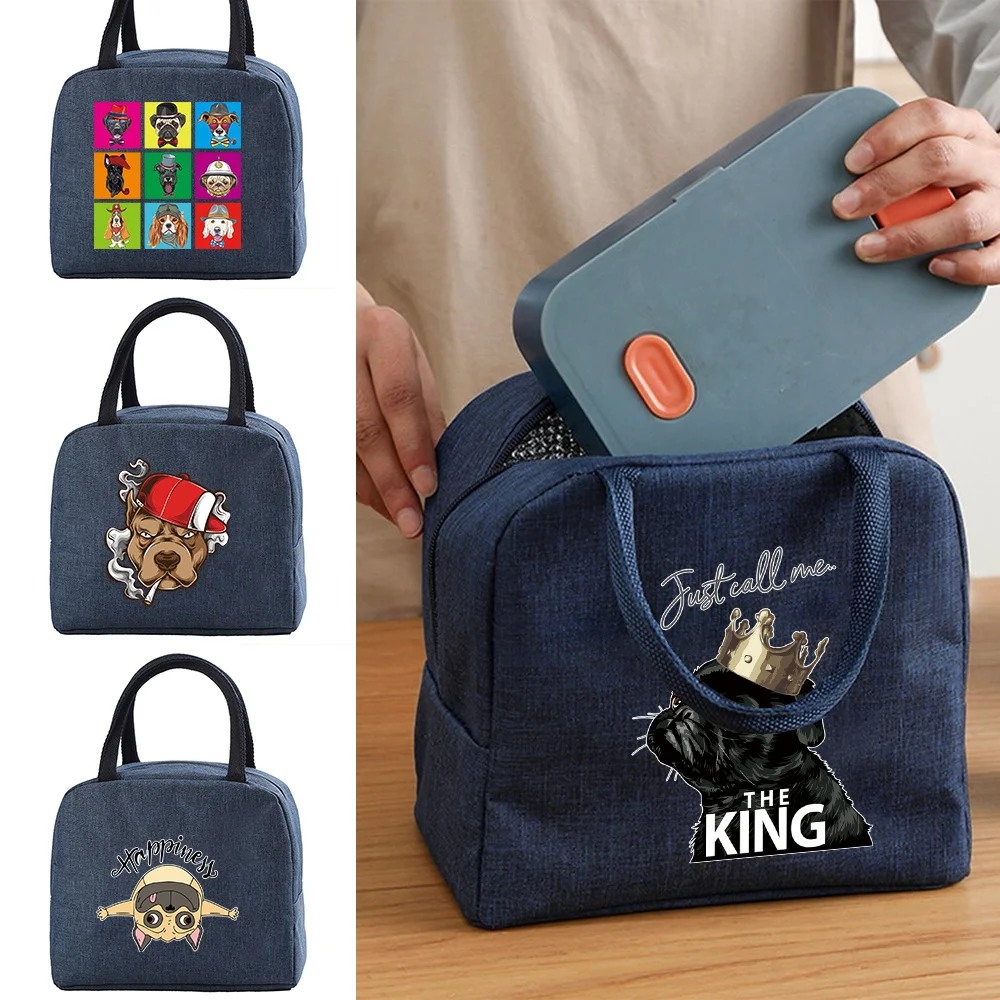 

Portable Lunch Bag Cooler Tote Dog Print Picnic Insulated Box Canvas Thermal Food Container for Men Women Kids Travel Lunchbox