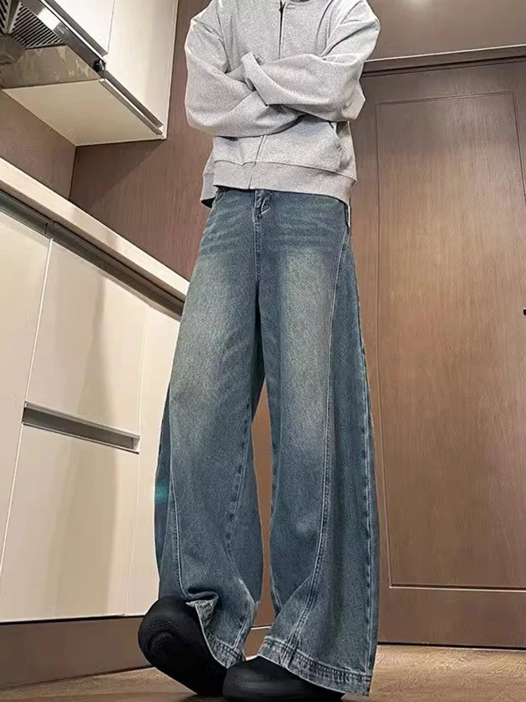 

Мужские широкие джинсы American Sle, весенне-осенние, свободного прямого кроя, в стиле High Street, прочные, износостойкие.