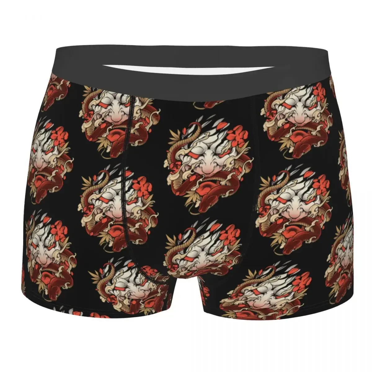 Oni Irezumi ( Red Version ) - Japanese Tattoo Style Underpants Breathbale Panties Male Underwear Print Shorts Boxer Briefs