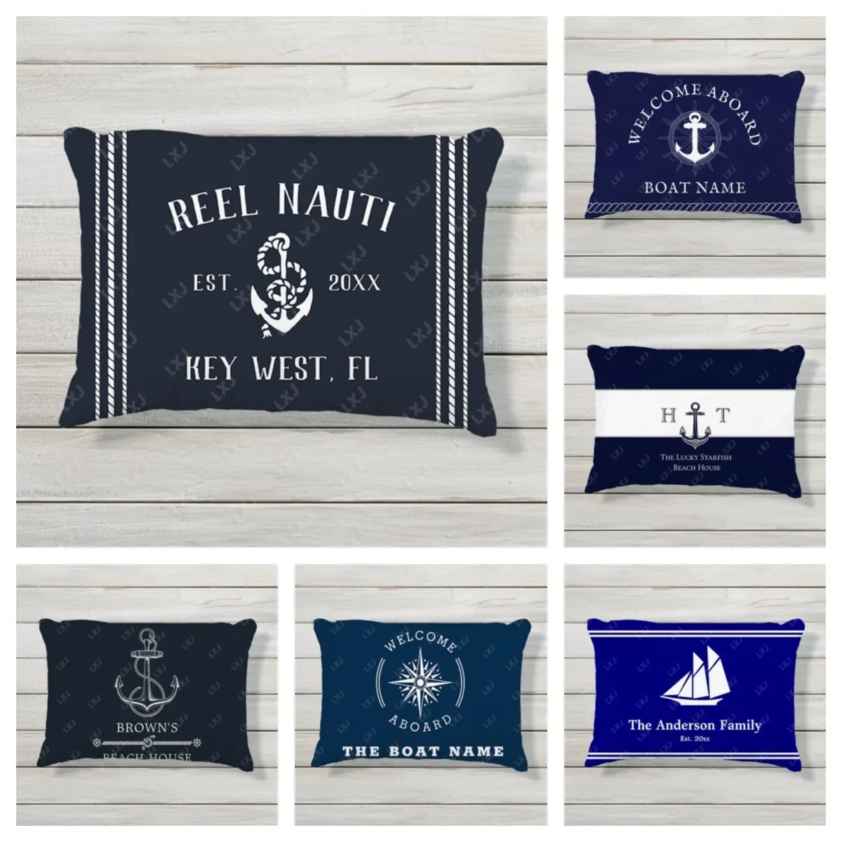 Personalized Nautical Pillow Cover Custom Boat Name Decor Home Sofa Pillowcase Decorative Cushion Cover for Living Room Bedroom