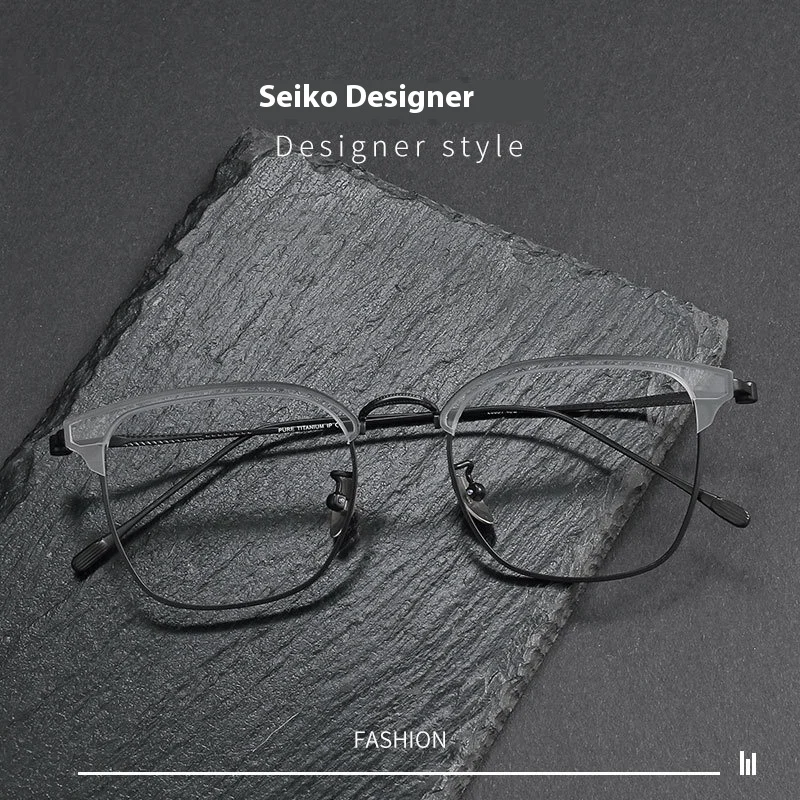 إطار نظارة نصف إطار من التيتانيوم الخالص خفيف الوزن للغاية، نظارات طبية مخصصة، إطار نظارات تقدمي