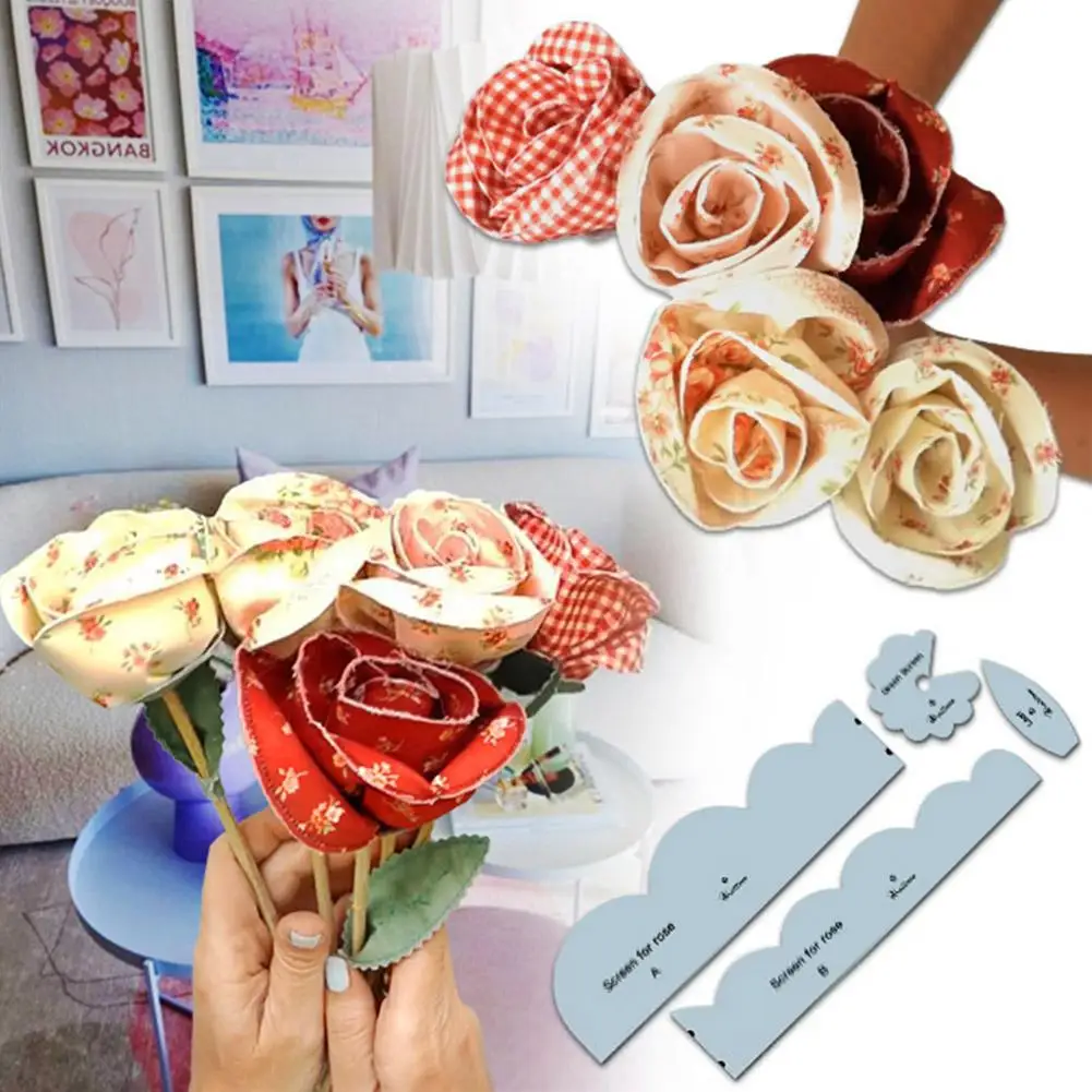 High-end 4PCS 6/9/12IN Fabric Rose Ruler Four-piece Ruler Template Set Home Office Use