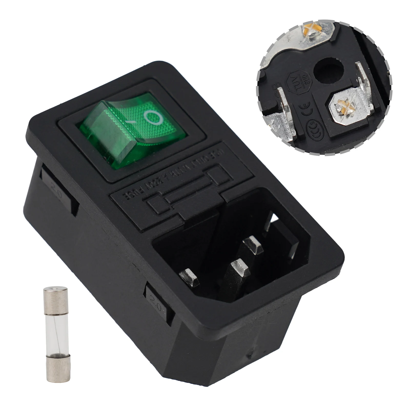 مقبس الطاقة مع مفتاح الروك فيوز ذكر مع سلك الطاقة المعدني الروك مع مفتاح فيوز الروك مفتاح مقبس الذكور