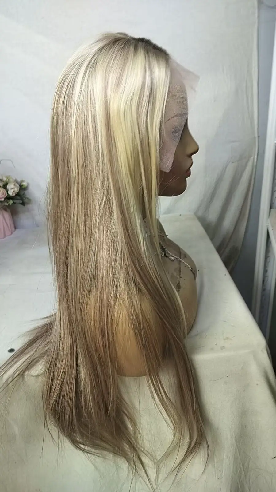 

Lace Front Wigs Ombre Blonde with Ash Blonde Highlight for Women