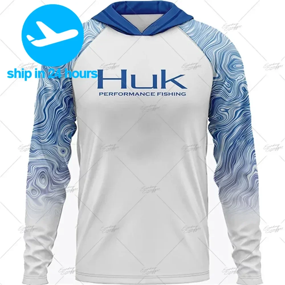 

HUK Fishing Apparel Long Sleeve Hooded T-shirt Tops Sun Protection Fish Shirt Camisa De Pesca Breathable Hoodie Fishing Clothing