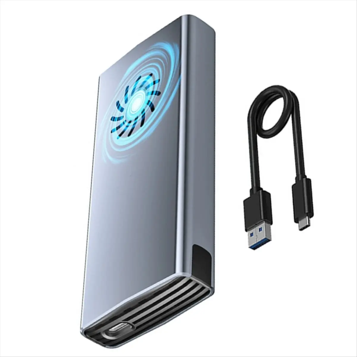 & AT27  10Gbps M.2 NVME SSD Case with Built-in Cooling Fan M.2 SSD Enclosure Dual Protocol NVMe NGFF SSD Adapter