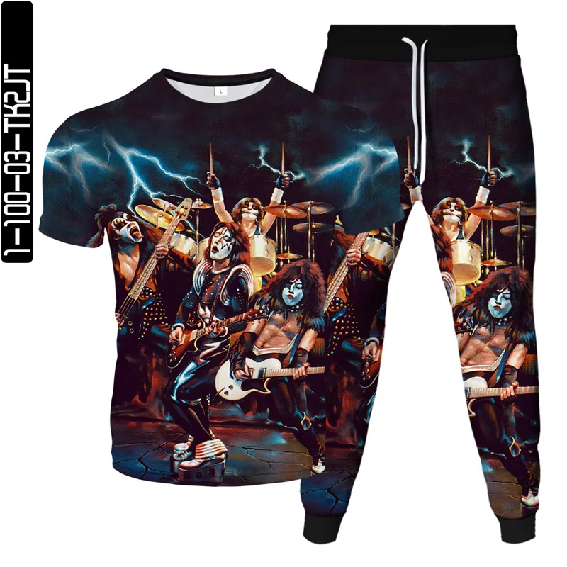 Tupac 2pac Hip Hop muzyka rockowa piosenkarz pocałunek zespół dres dres 3D t shirt spodnie 2 sztuki zestaw odzieży lato męskie oversize S-6XL