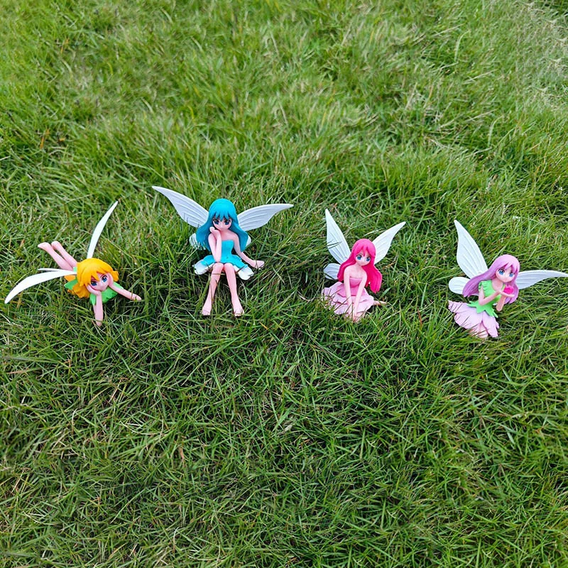 4 Teile/satz Neue Nette Blume Fee Prinzessin Puppe Kreative Micro-landschaft Szene Desktop Ornamente DIY Blume Fee Kuchen Dekoration
