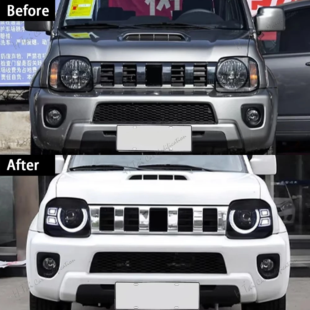 Pair LED Head Lights For Suzuki Jimny 2007-2015 Front Light Headlamp High Low Beam Dynamic Turn Signal DRL Headlight Assembly