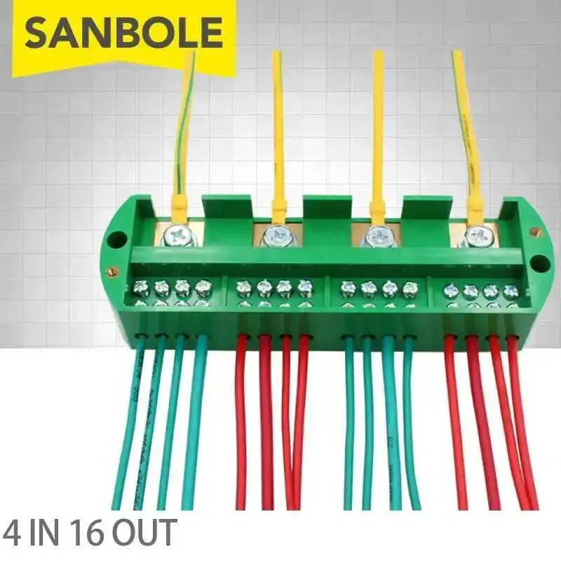 

4-in 16-out Junction Box Four In Sixteen Out Wiring Row Connector Household Open 220V Box Copper Terminal Block