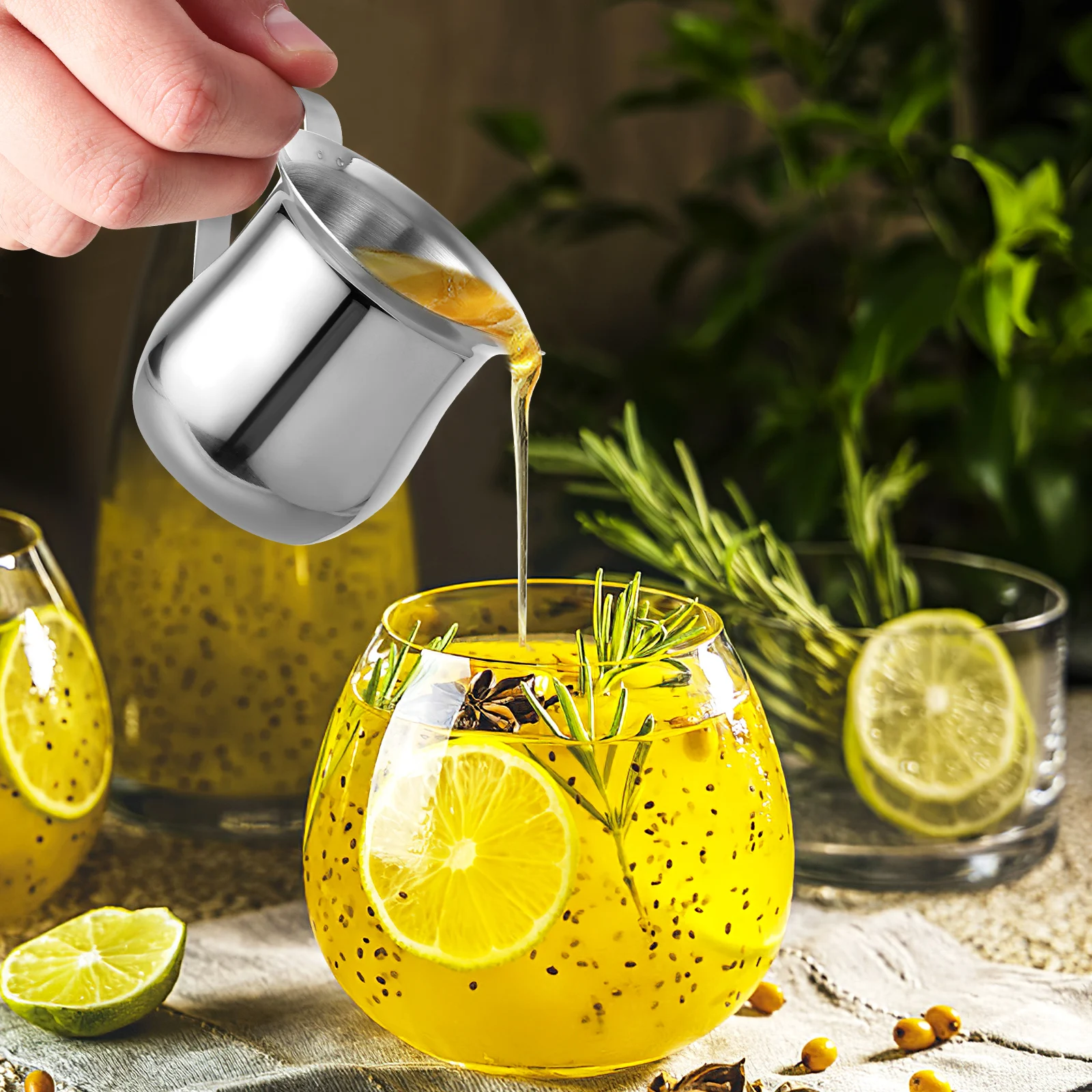 

3 Pieces 90ml Stainless Steel Milk Frothing Cup Coffee Creamer Pitcher Jug Small Mug for Steaming Frothing Kitchen Bar