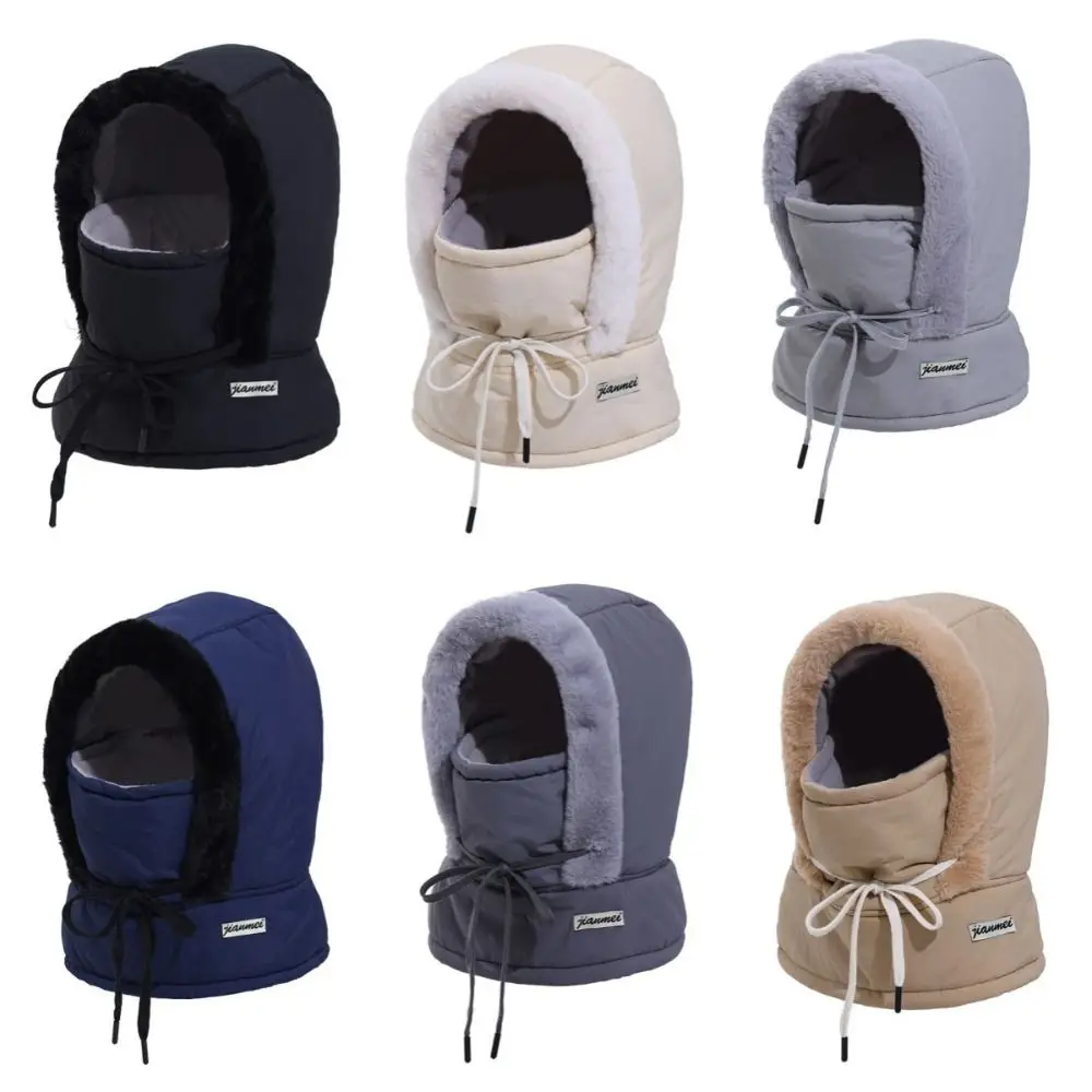 Topi bersepeda 3 dalam 1 tali sederhana multifungsi, topi Pullover hangat masker warna polos musim dingin Balaclava Hiking