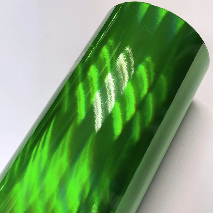 10/20/30/40/50/58X152 سنتيمتر/وحدة جديد وصول الأخضر المجسم الكروم الفينيل فيلم الليزر سيارة التفاف ورقة لاصقة مع فقاعات الهواء