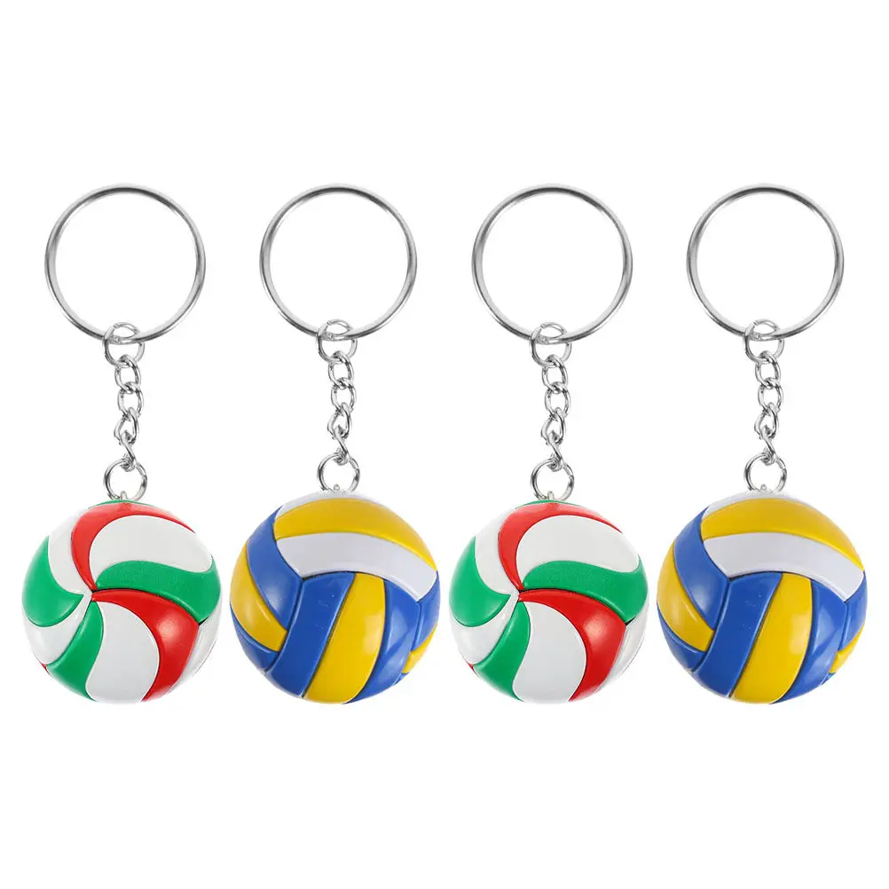 4Pcs Volleyball Keychains Mini Sports Ball Pendant Party Souvenir Prize Alloy Faux for Bags Keys Backpacks