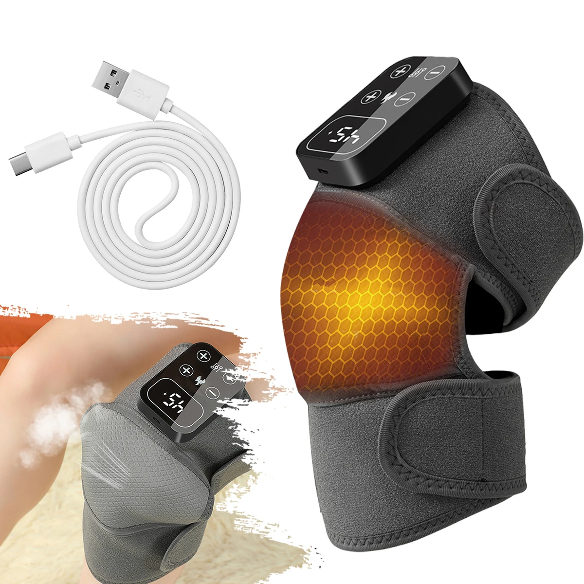 التدفئة الكهربائية جهاز تدليك الركبة الاهتزاز منصات الركبة للكتف الكوع المشترك الدافئة تدليك الحرارية الركبة وسادة الدورة الدموية