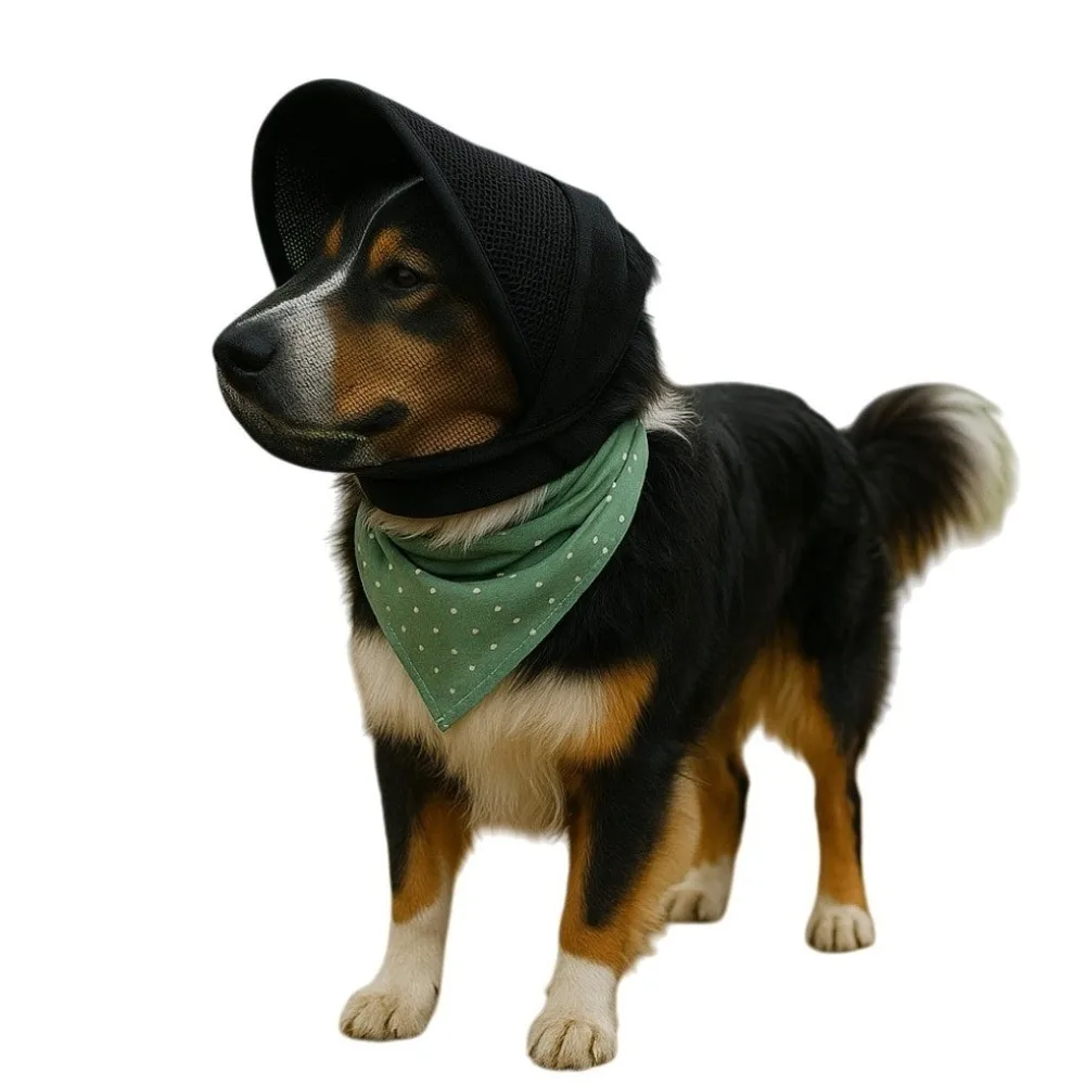 Pet Ear Cover Breathable Mesh Dog Protective Mask Protective Veil Polyester Dog Headgear Ear Shield Pet Head Cover For Dog Puppy