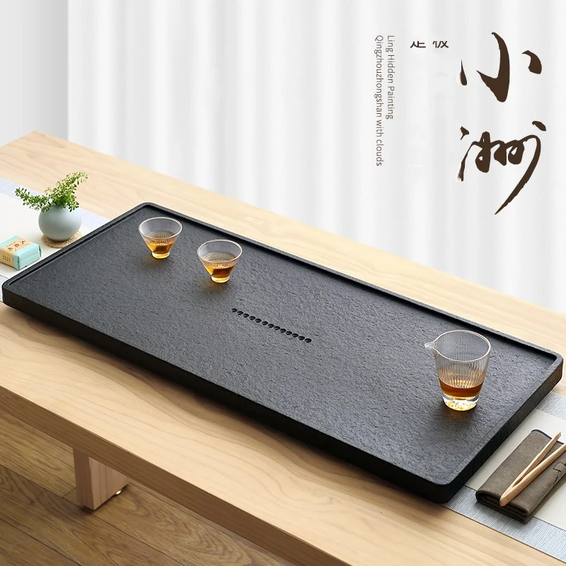 Wujin Stone Tea Tray Household Simple Natural Stone Tea Sea Large and Small Modern Whole Stone Tea Table Tea Set Tray