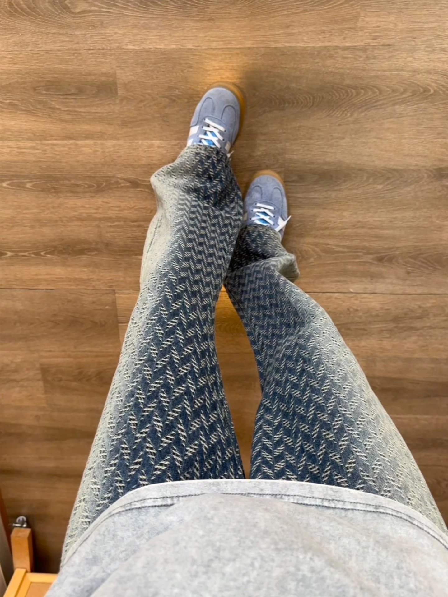 

American Style Gradient Floral Embroidery Jeans Men's High Street Straight Leg Slimming Pants Autumn Fashion Casual Wear