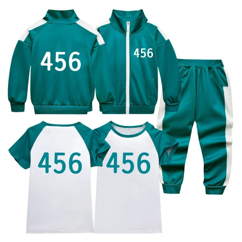 2025 New★ Calamari Number 456 printed hoodie Game 2 Kids Tracksuit Pants Set Cosplay Costume Player Track Suit Outfits ❤♡♥