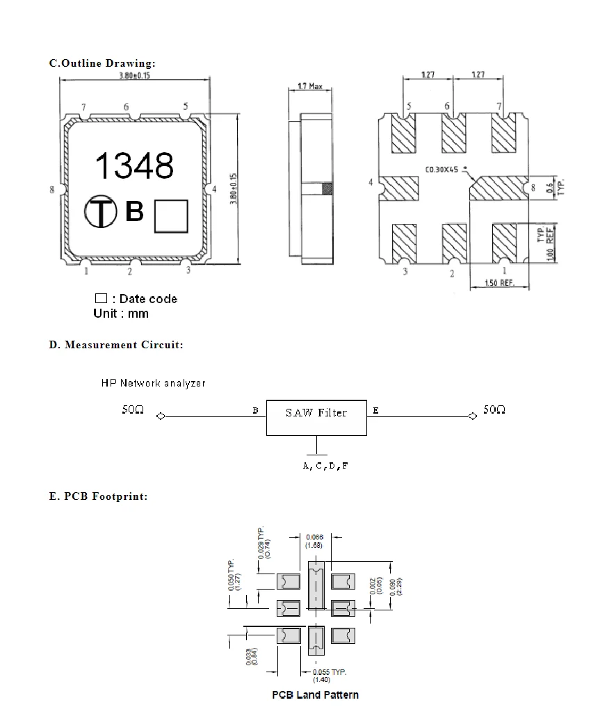 (10PCS) TA1348A code 1348 brand new genuine 404MHz packaged SMD SAW filter in stock