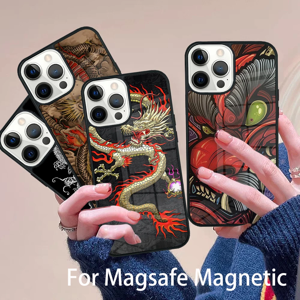 

Original Chinese Dragon Phone Case Magesafe Magnetic Wireless Charge Cover For IPhone 16 11 12 13 14 15 Pro Max Plus Mini