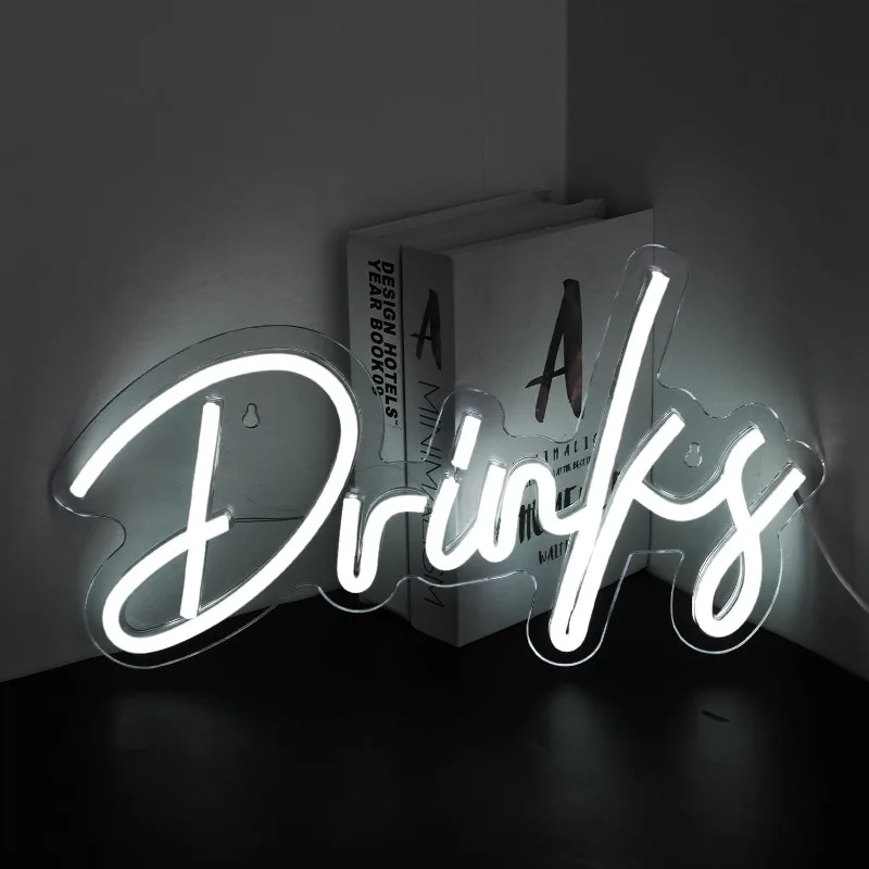 

Drinks Neon Sign LED Neon Signs For Room USB Powered Light Up Wall Decor for Bedroom Bar Store,Bistro,Man Cave Party Decoration