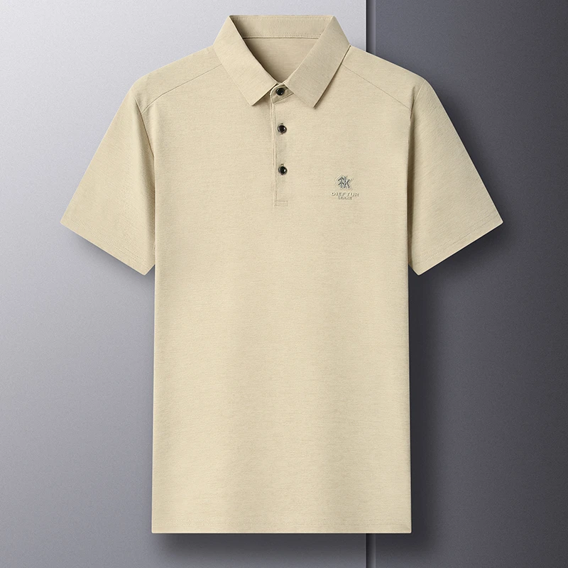Herren-Kurzarm-Poloshirt mit gesticktem Logo, weichem, atmungsaktivem Stoff, lässiges Business-Oberteil für den täglichen Gebrauch. – Detail 8