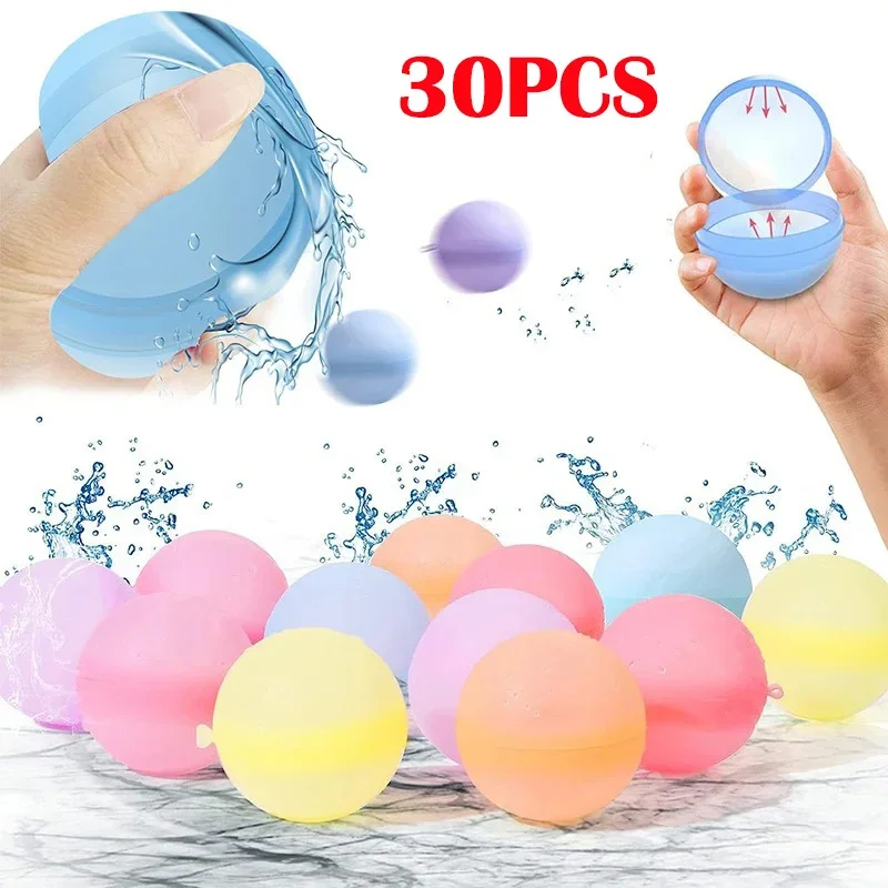 

30PCS Water Balloons Reusable Refillable Water Balloon Quick Fill Self Sealing Water Bomb Splash Balls for Kids Swimming Pool