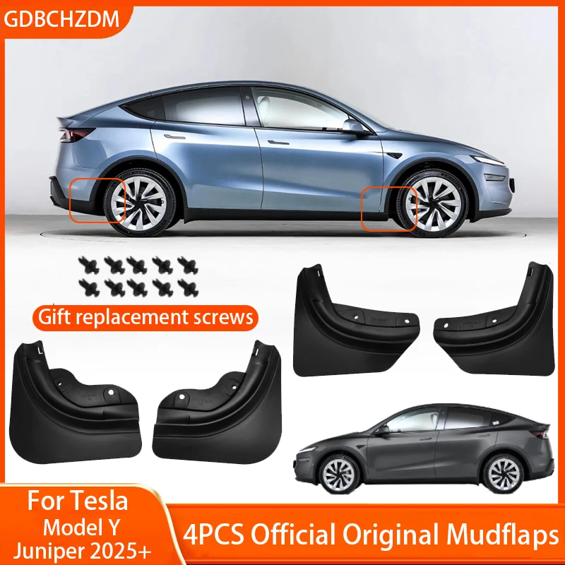 For Tesla Model Y Juniper 2025+ Car Wheel Mud Flaps Splash Guards MudFlaps Front Rear Fender New Upgrade TPE Mudguards Protector