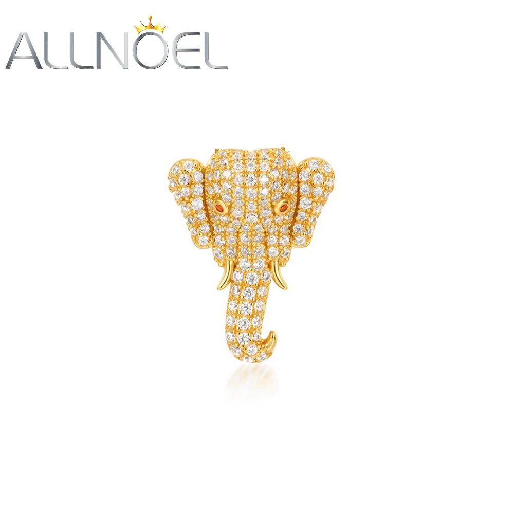 

ALLNOEL100% 925 Silver Pendant Necklace For Women Red Garnet White Zircon Elephant Animal Gold Plated Cute Gifts Fine Jewelry