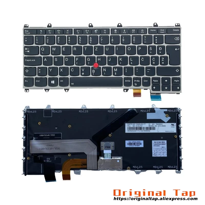 SI Slovenian Backlit Keyboard for Lenovo Thinkpad X380 Yoga 370 01EN452 01AV741 01HW679 01HX124