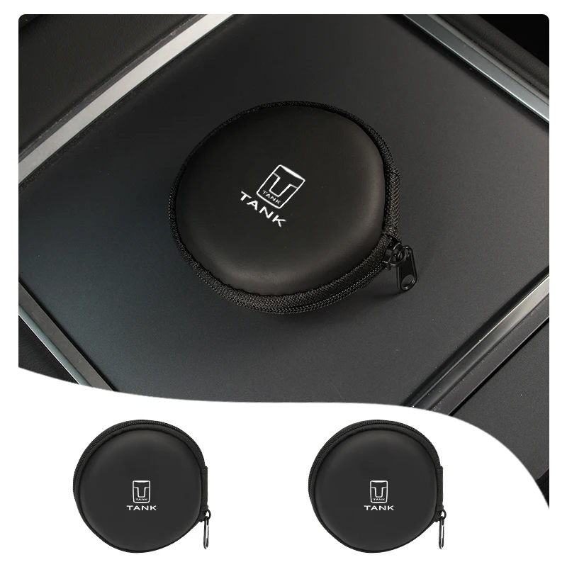 Car Logo Carbon EVA Headphone Storage Box Mini Data Cable Organiser For Great Tank 300 City 300 Border 400 500 PHEV 700 800 Tank