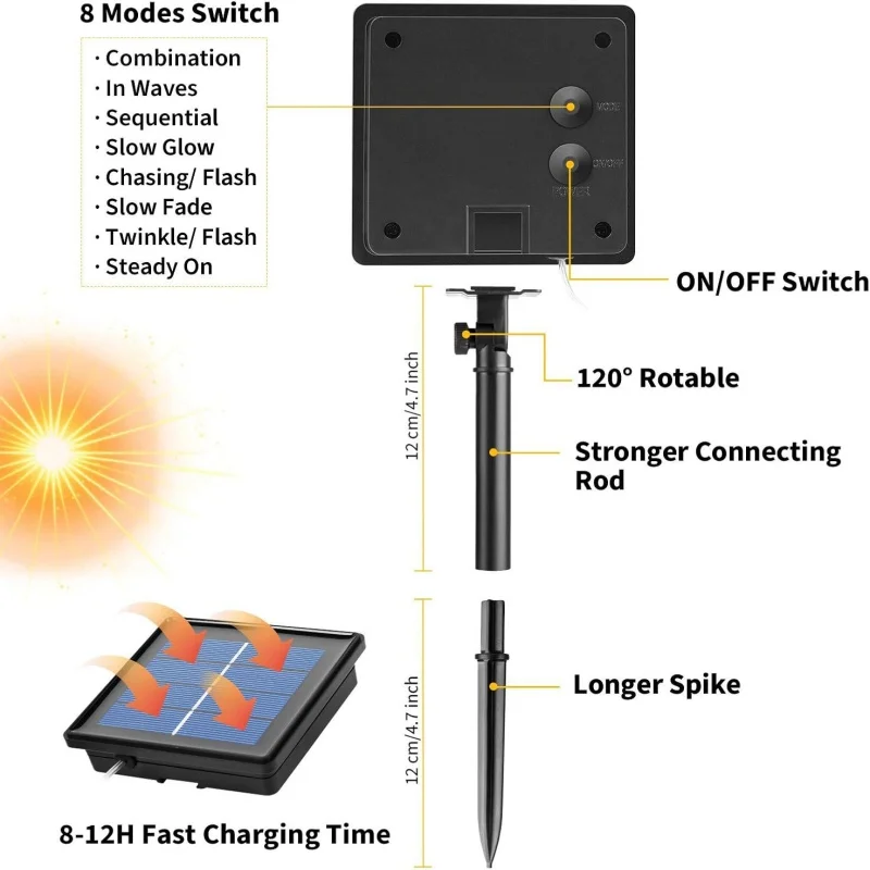 10M 20MChristmas Outdoor Solar Tube Rope Led Light Garden Decoration Wedding Garland Waterproof String Lights Fairy Strip