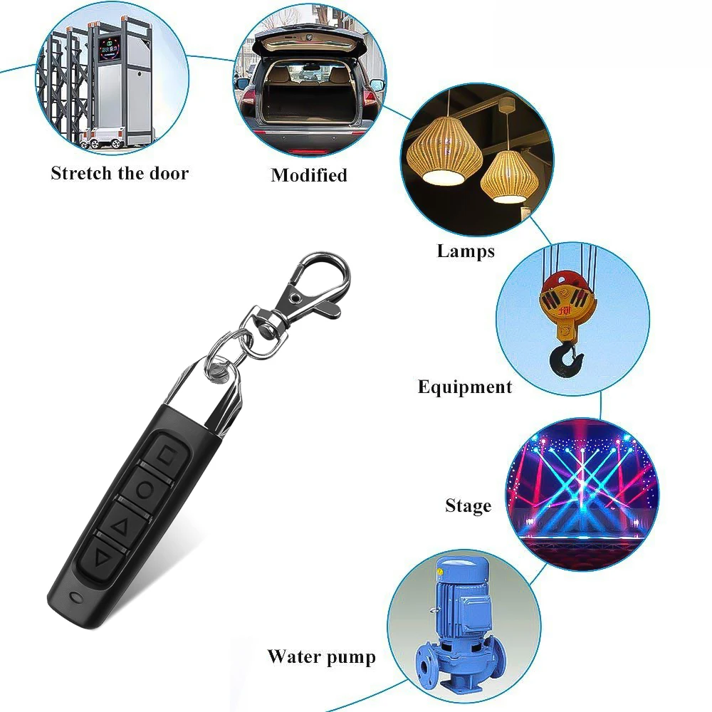 433mhz Wireless Remote Control 433.92Mhz Receiver Module RF Transmitter Electric Cloning Gate Garage Door with Keychain for Home