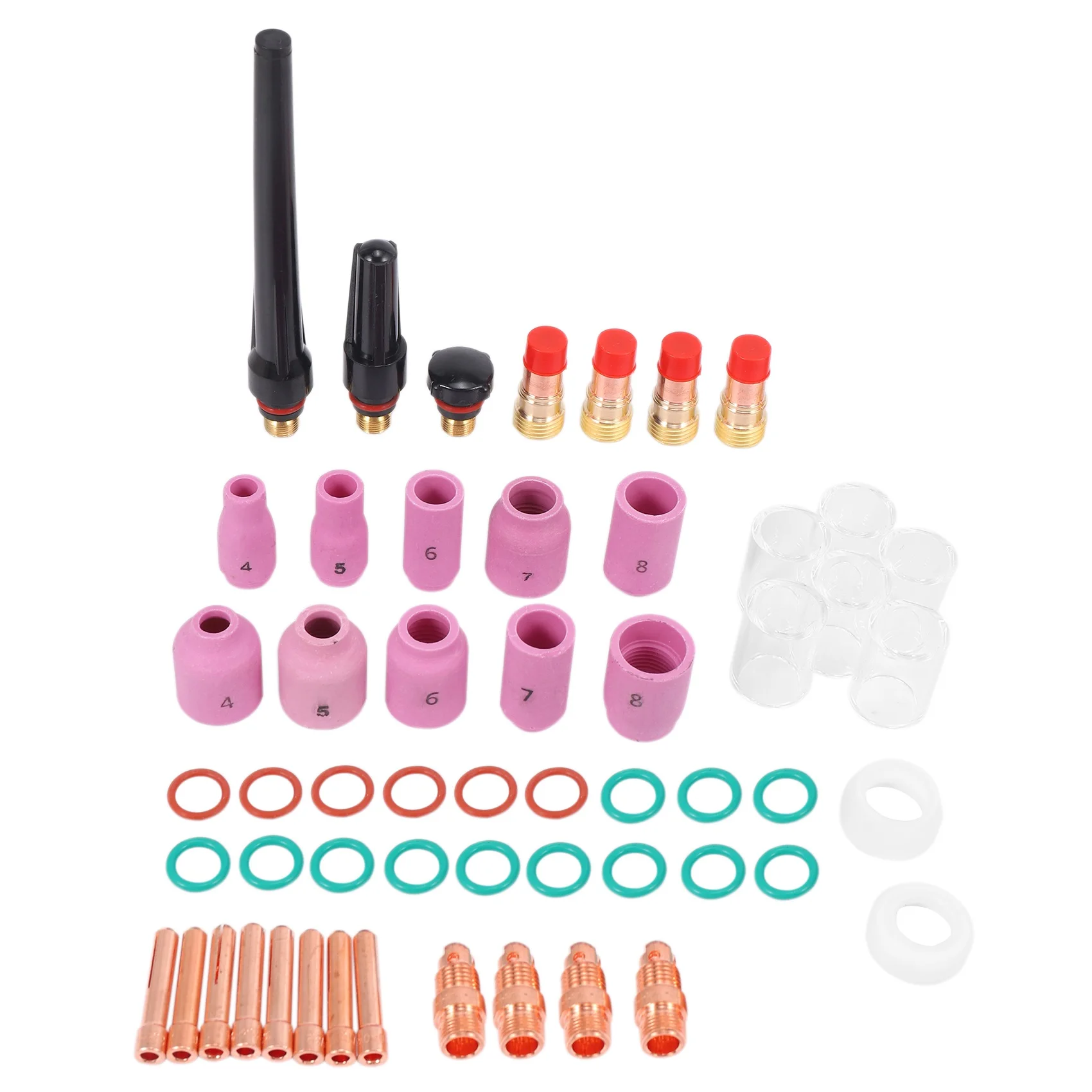 55PCS TIG Welding Torch Accessories Kit Alumina Nozzle Stubby Gas Lens 10 Cup Kit for TIG WP-17/18/26