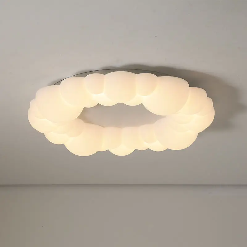 

High-end Bubble Chandelier Living Room Ceiling Lamp Full Spectrum Eye Protection Modern Simple Cream Ins Style Bedroom Lamps